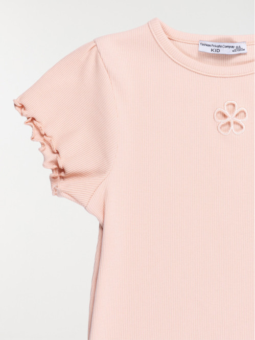 T-shirt fleur ajourée fille...