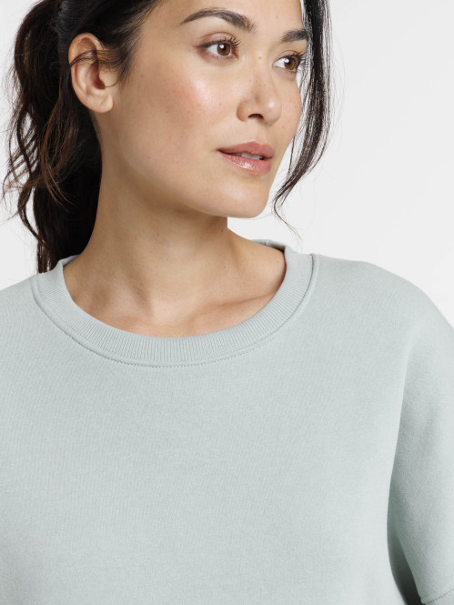Sweat uni col rond jade femme