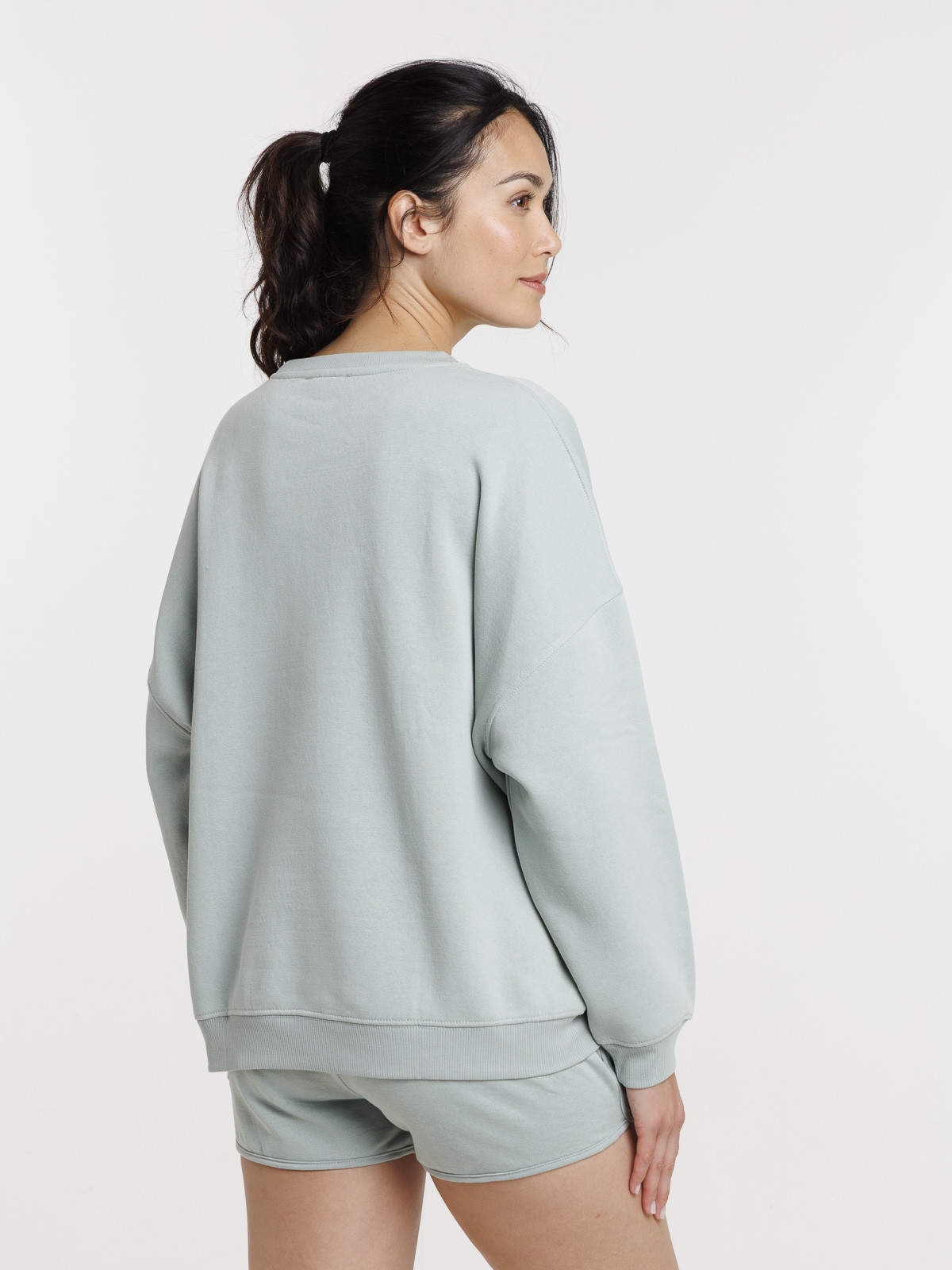 Sweat uni col rond jade femme