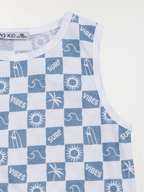 Débardeur imprimé damier...