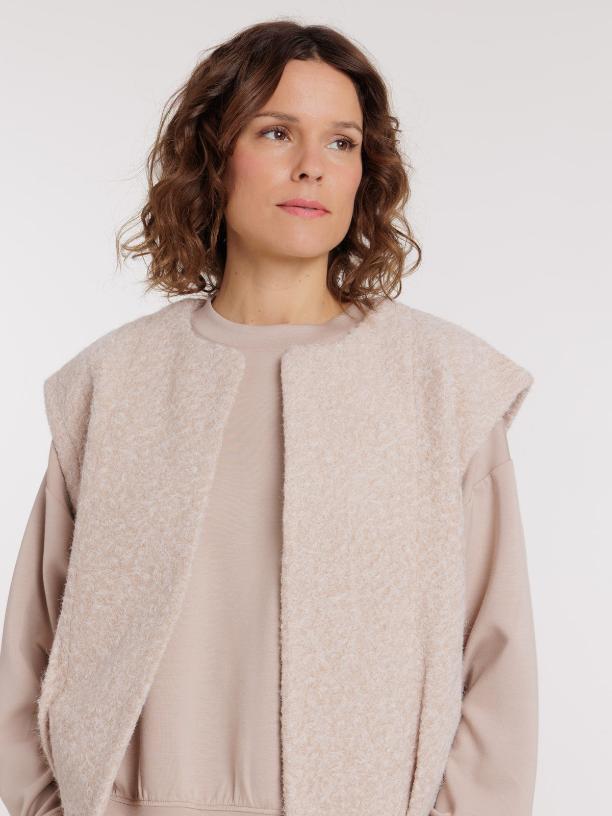 Veste sans manches beige chiné femme