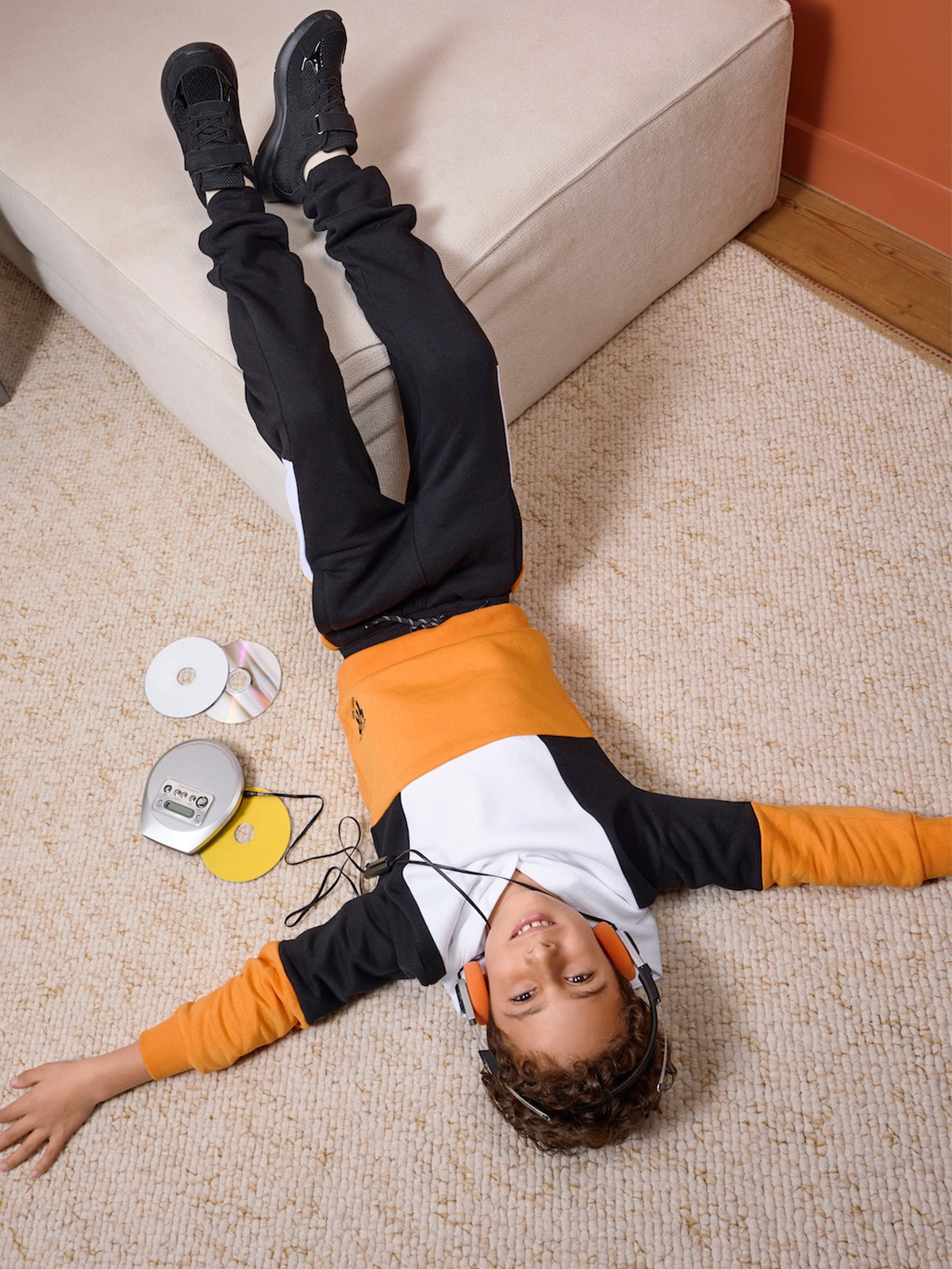 Sweat tricolore à capuche garçon (3-12A)