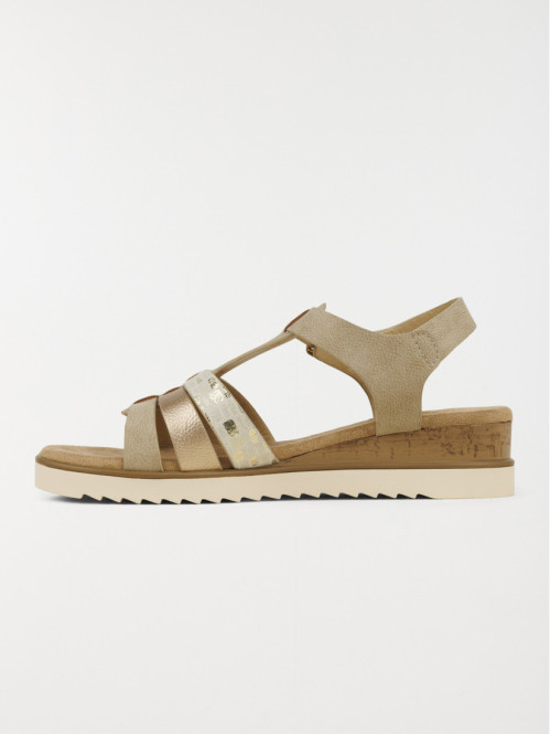 Sandale compensée beige...