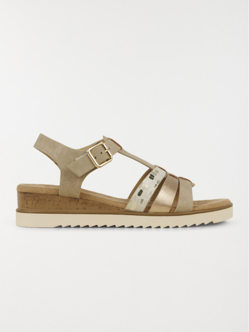 Sandale compensée beige...