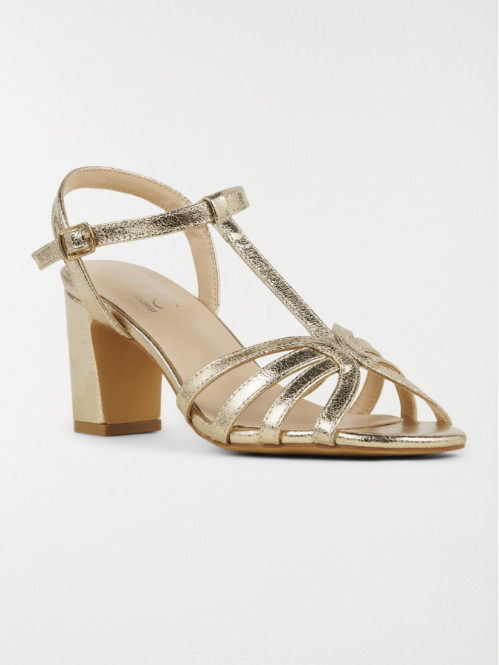 Sandales dorées femme à...