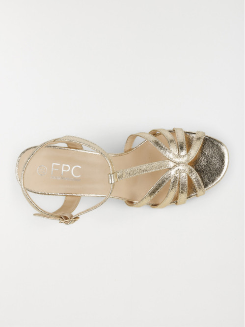 Sandales dorées femme à...