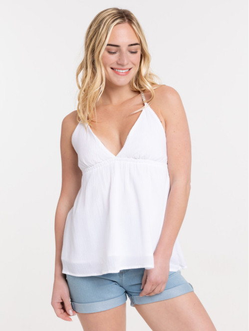 Top dos nu blanc femme