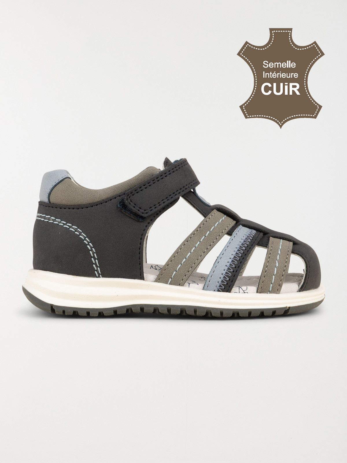 Sandales scratchs grises garçon (19-23) Sandales scratchs grises garçon (19-23)