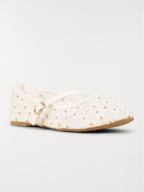 Ballerines blanches fleurs femme (37-42)