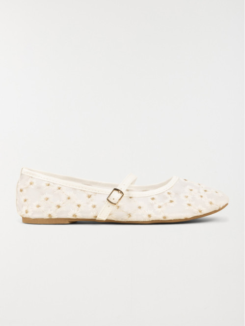 Ballerines blanches fleurs femme (37-42)