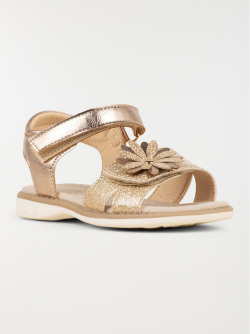 Sandales dorées fleurs 3D...