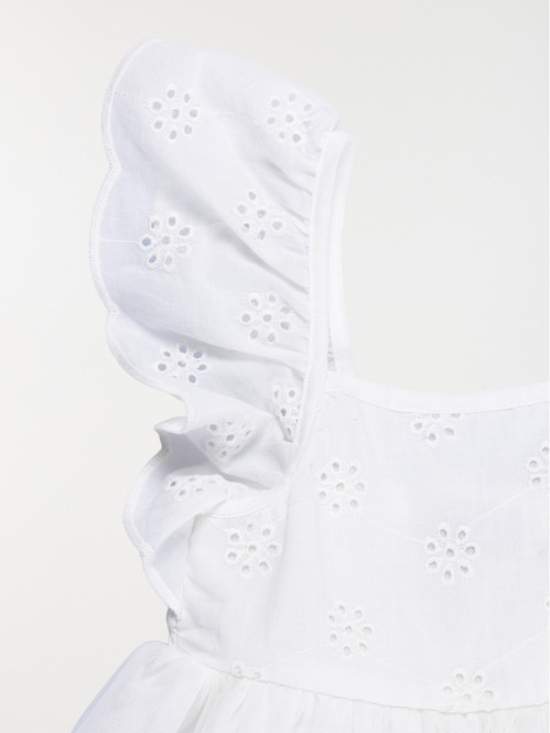 Robe blanche brodée fille...