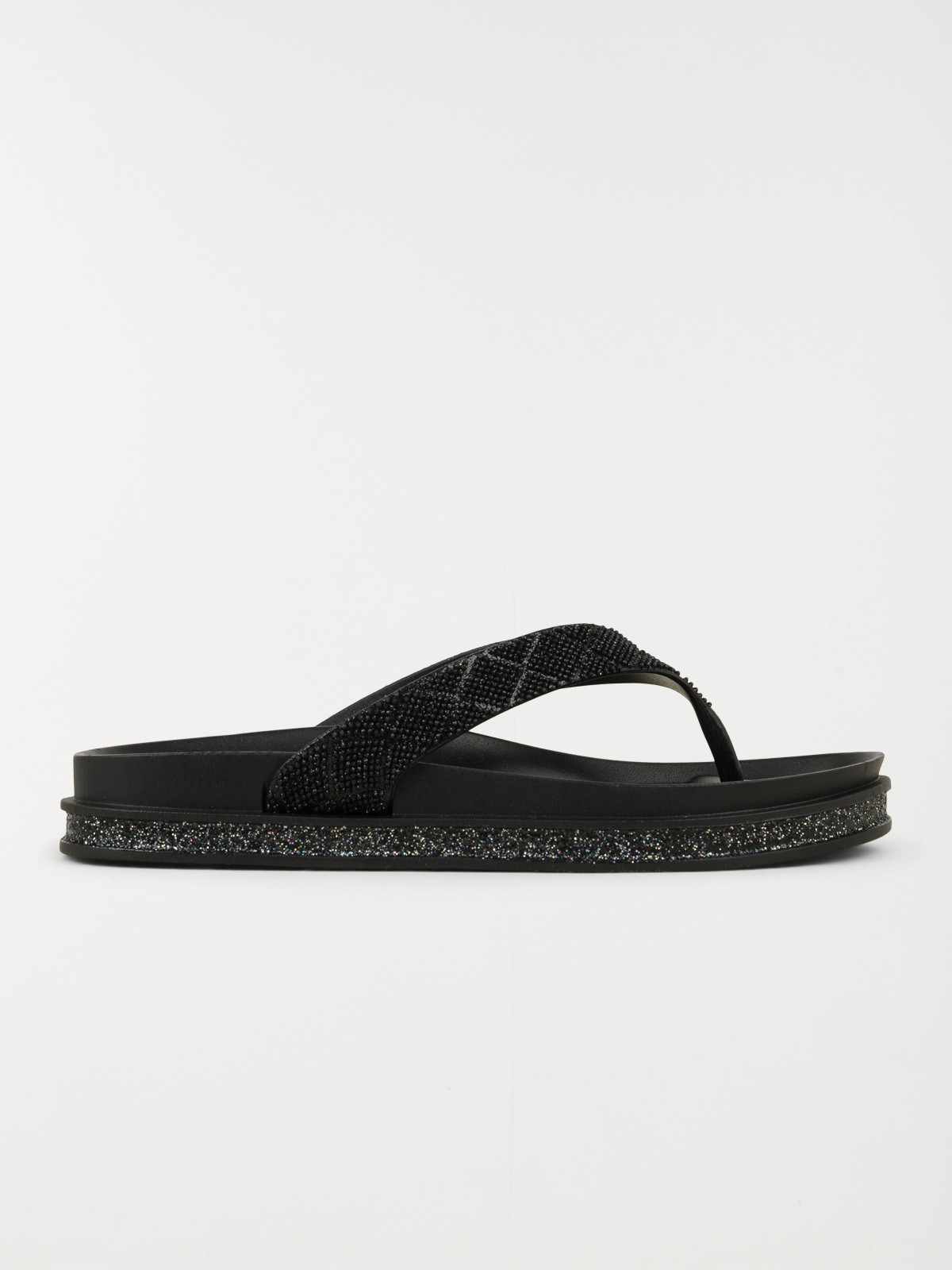 Tong strass coloris noir femme (36-41)