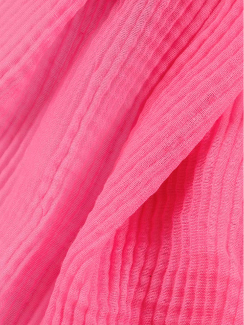 Foulard néon rose pompon femme