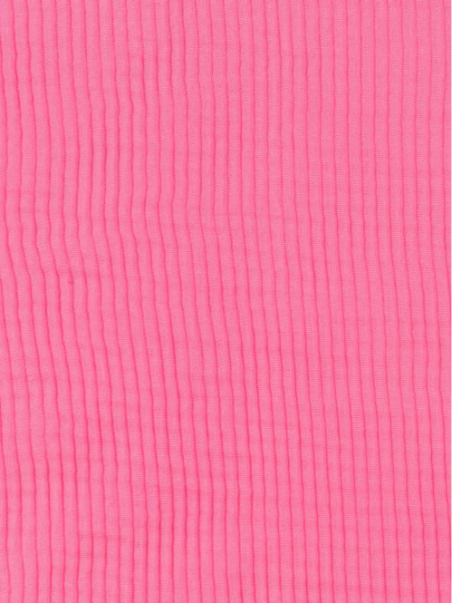 Foulard néon rose pompon femme