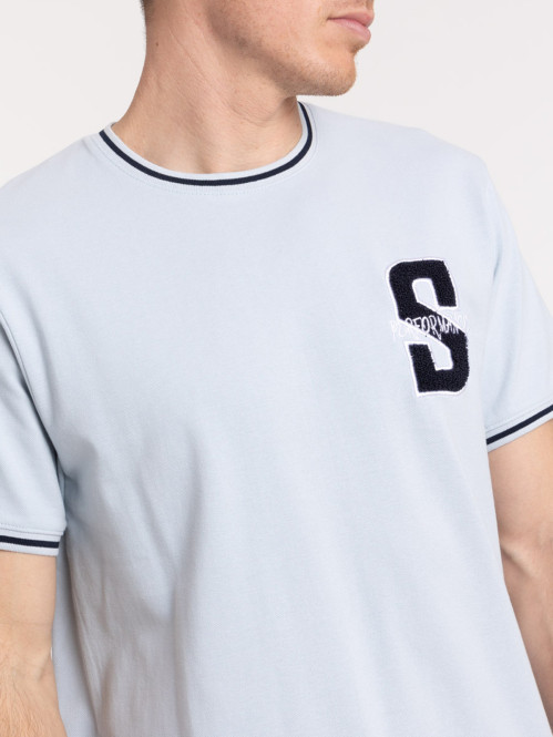 T-shirt denim col rond homme