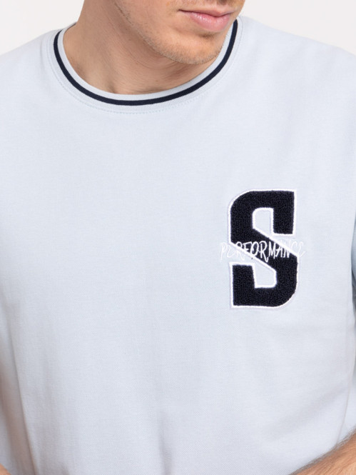 T-shirt denim col rond homme