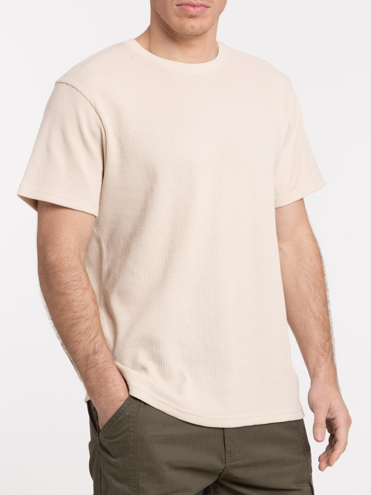 T-shirt homme col rond beige clair