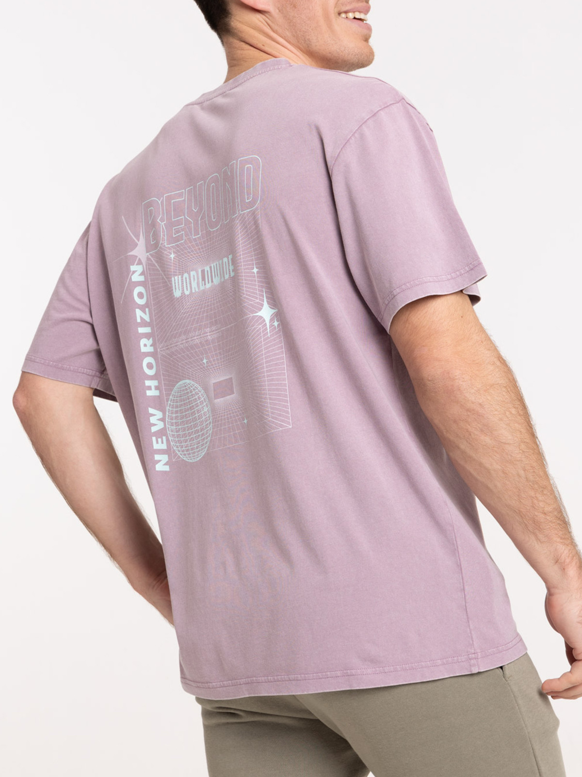 T-shirt imprimé dos violet grisé homme