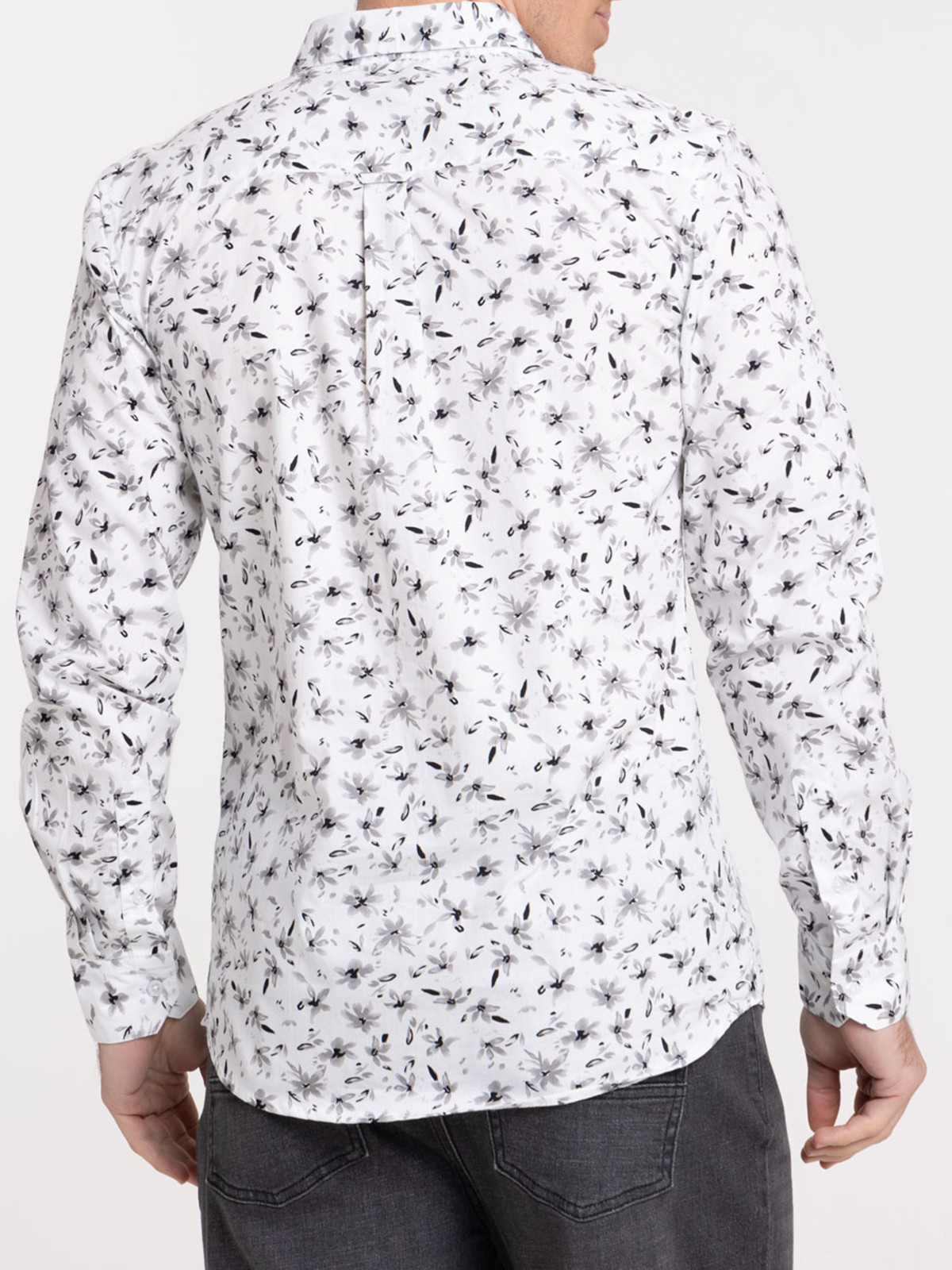 Chemise écru fleurie homme