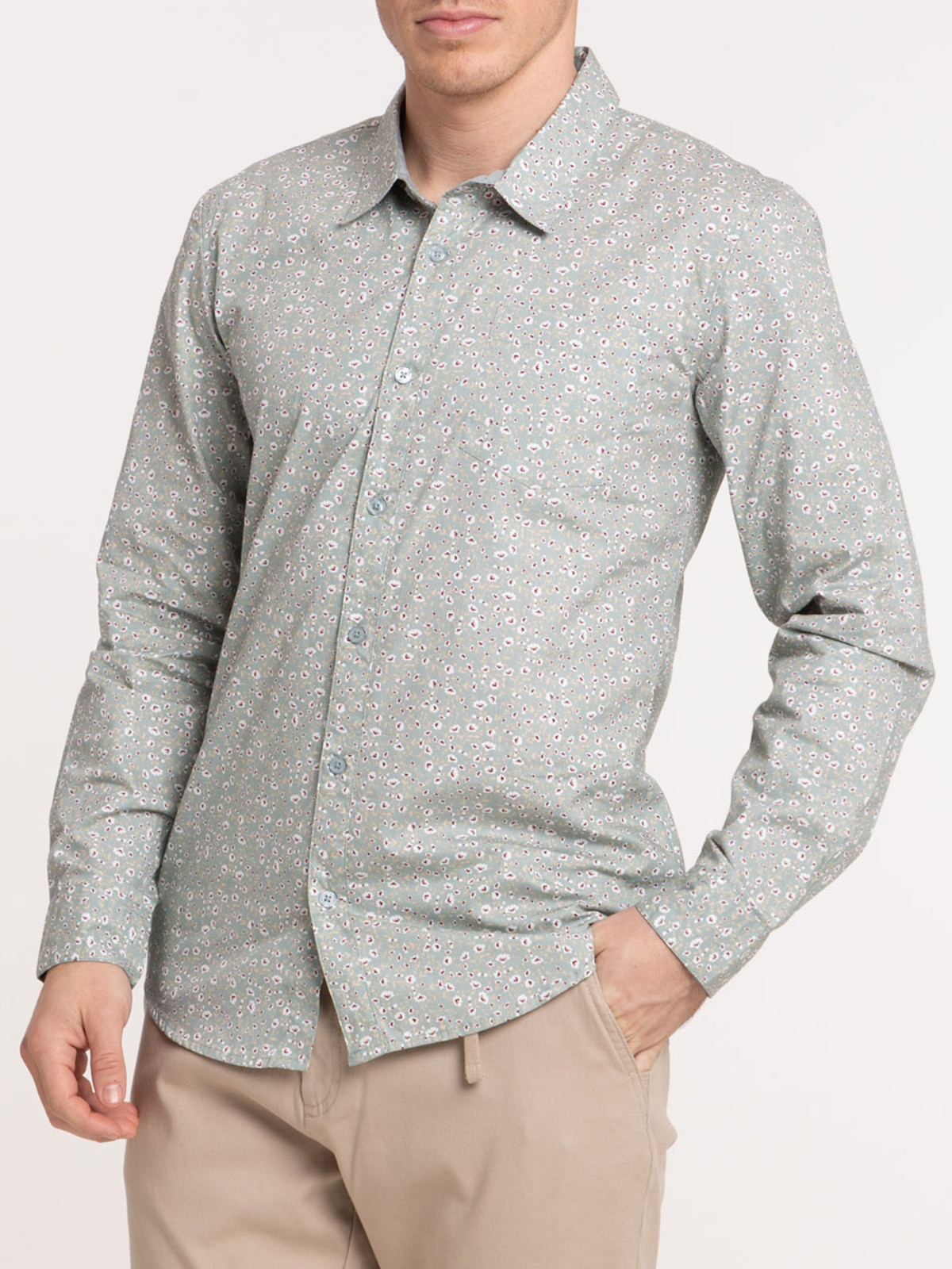 Chemise écru fleurie homme