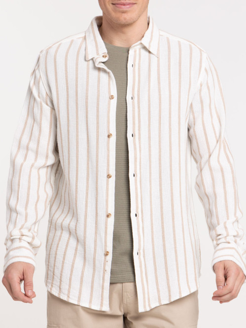 Chemise rayée écru homme