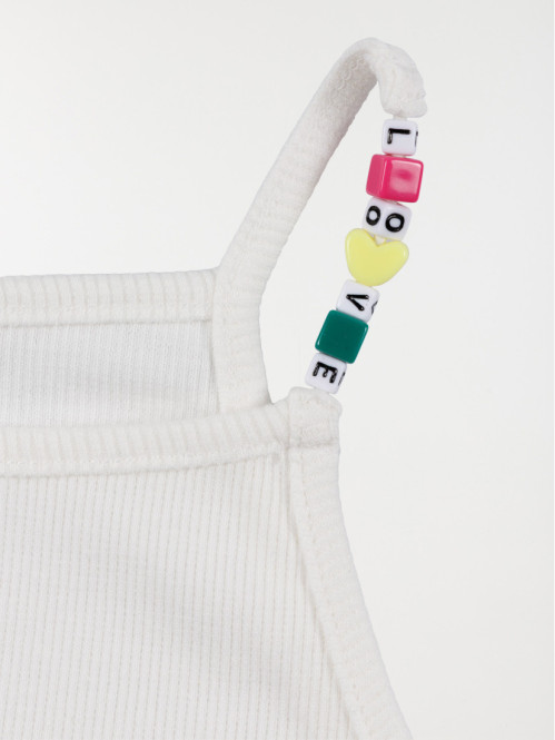 Débardeur fille côtelé écru...