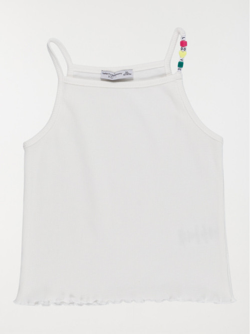 Débardeur fille côtelé écru...