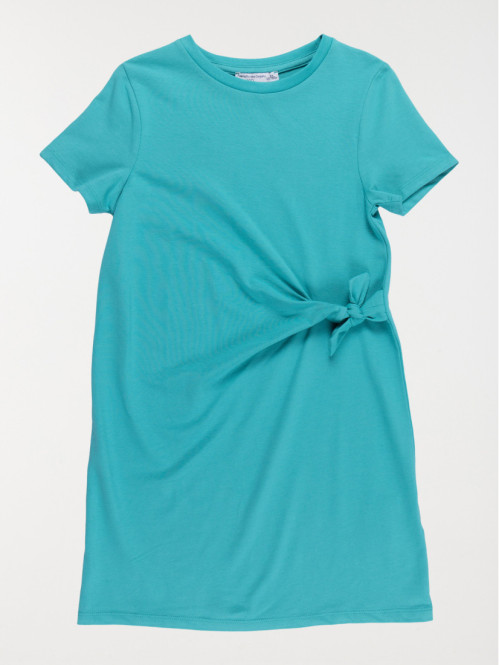 Robe uni noeud fille (3-12A)