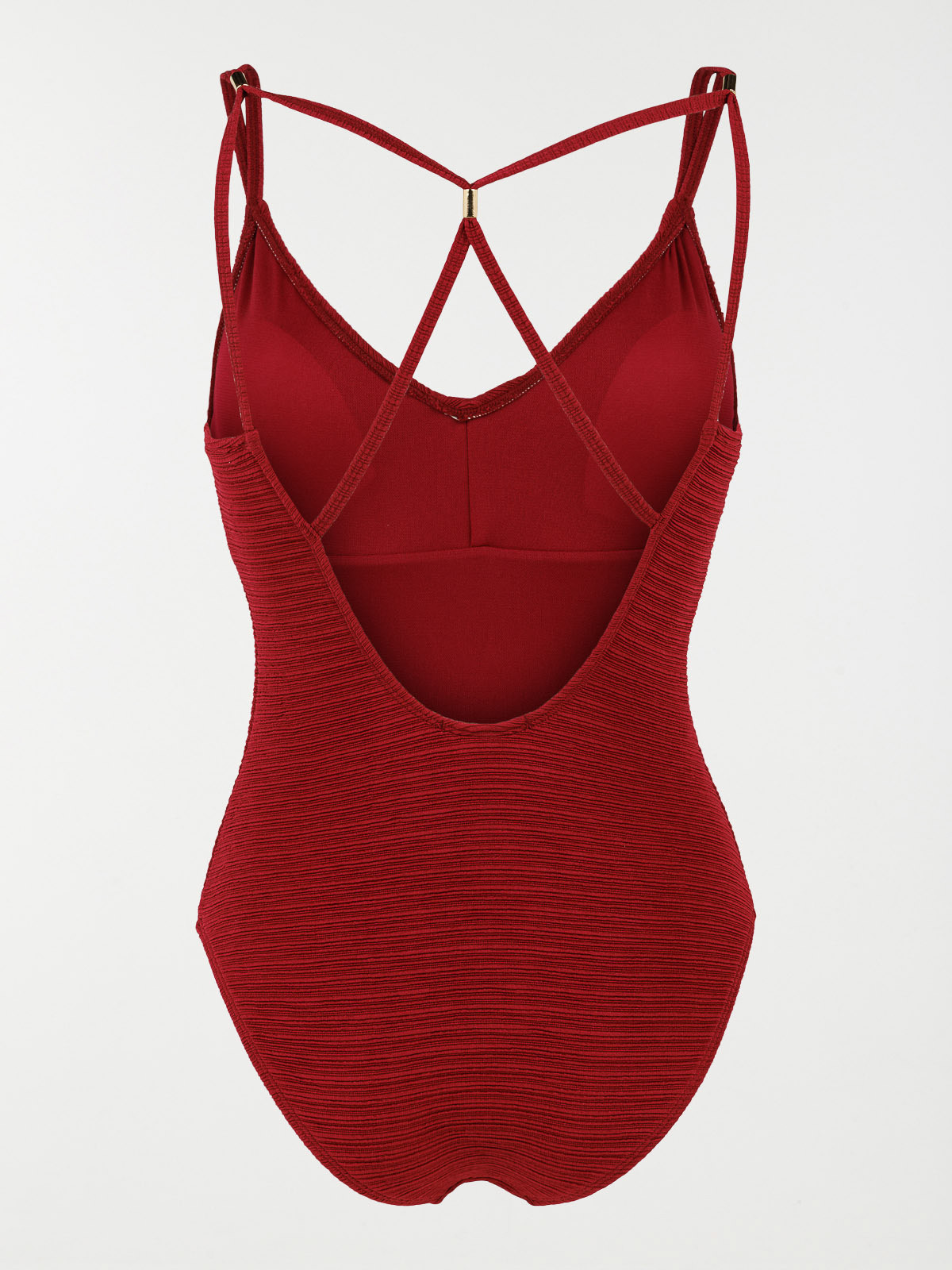 Maillot de bain 1 pièce uni col V femme