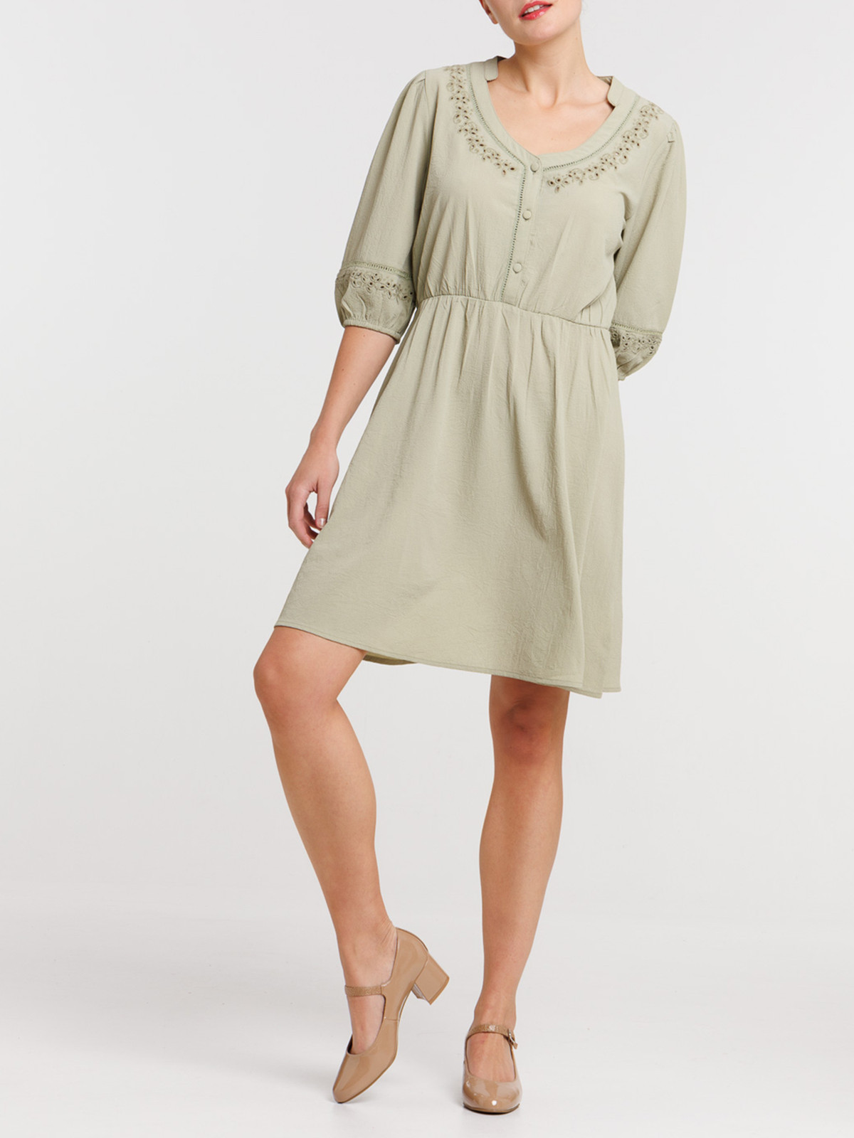 Robe détail broderie anglaise femme