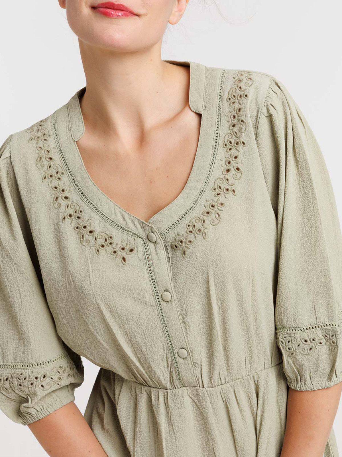 Robe détail broderie anglaise femme