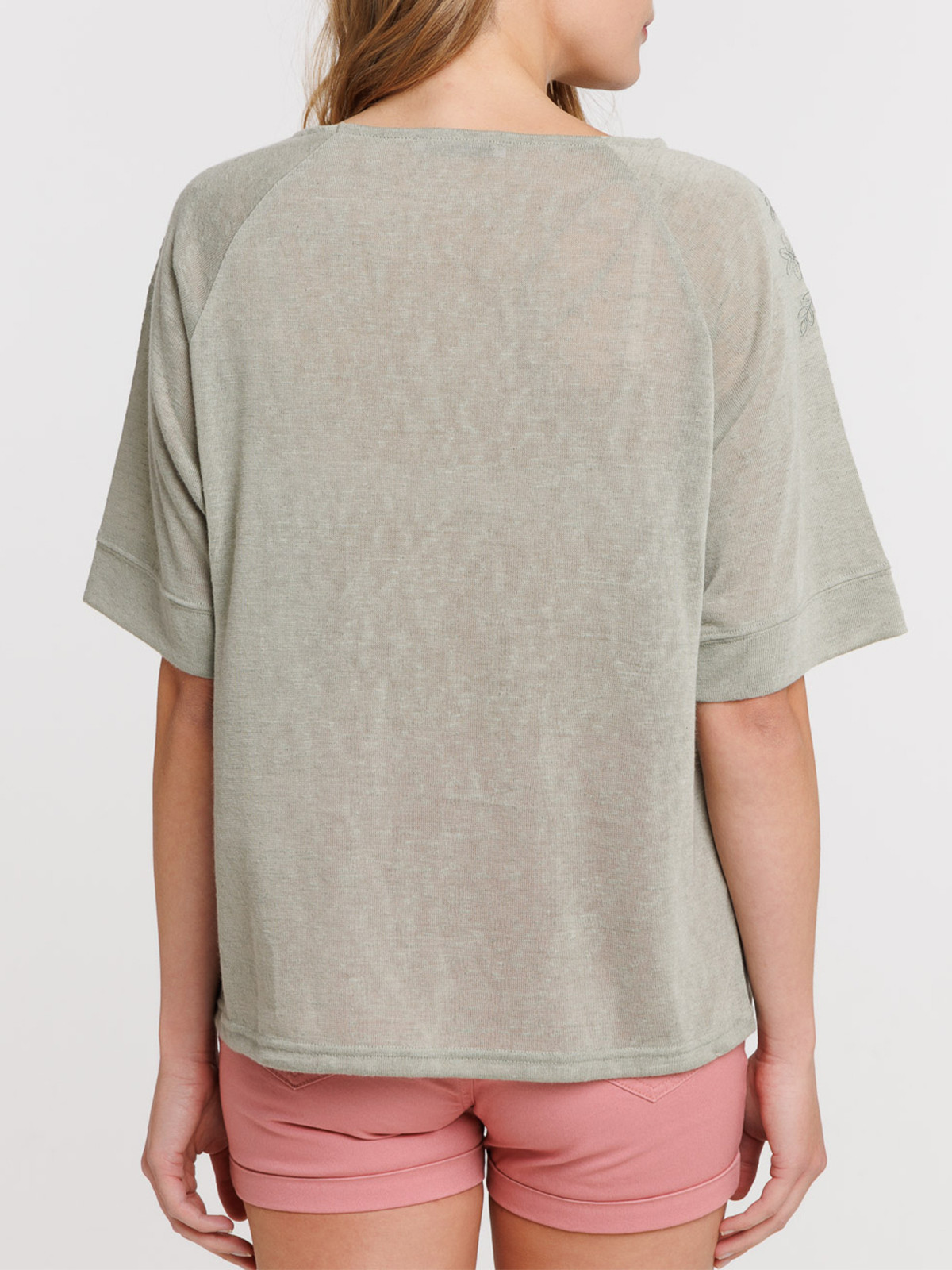 T-shirt broderies épaules femme