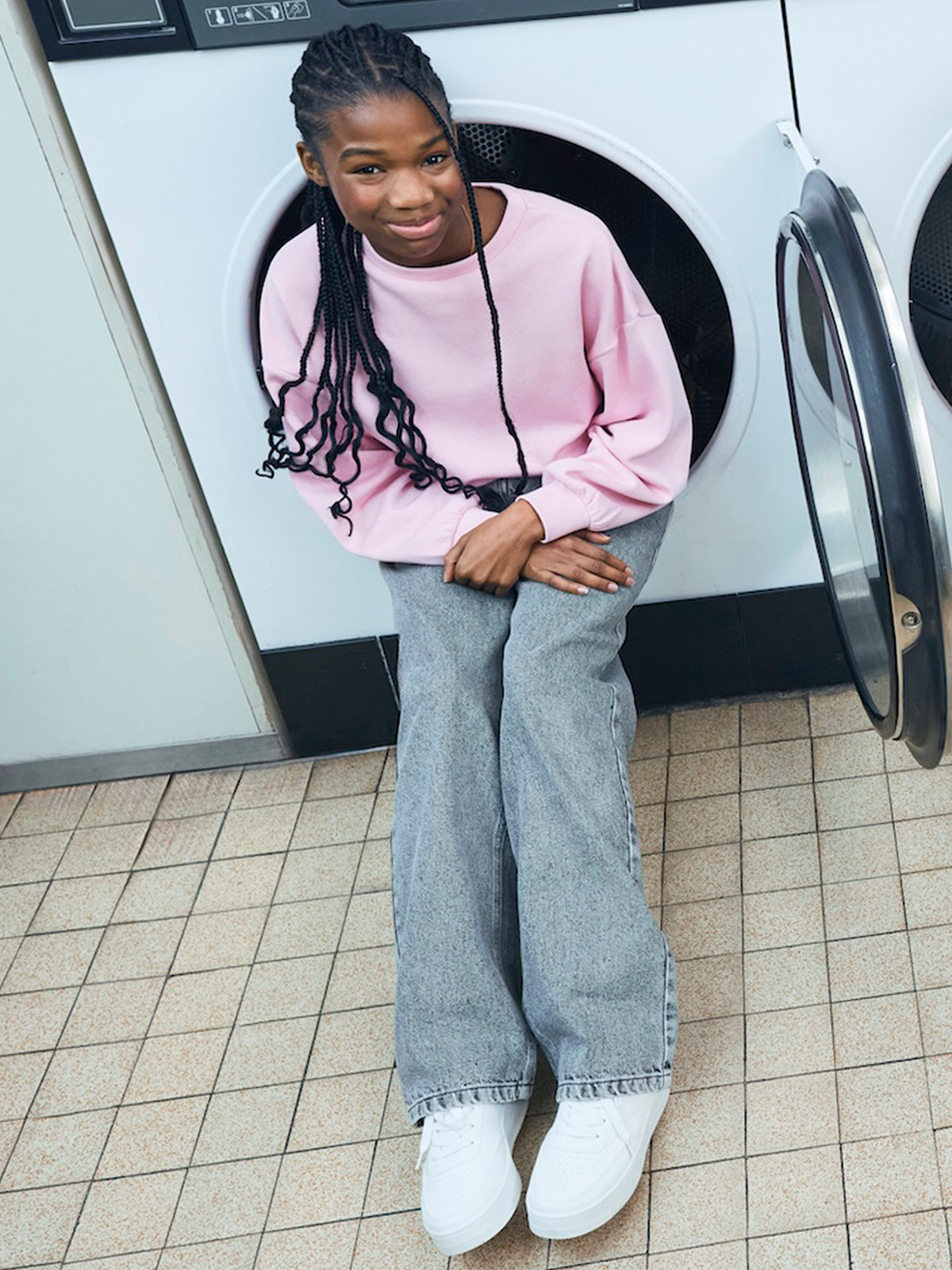 Jean wide leg gris neige fille (XXS-M)