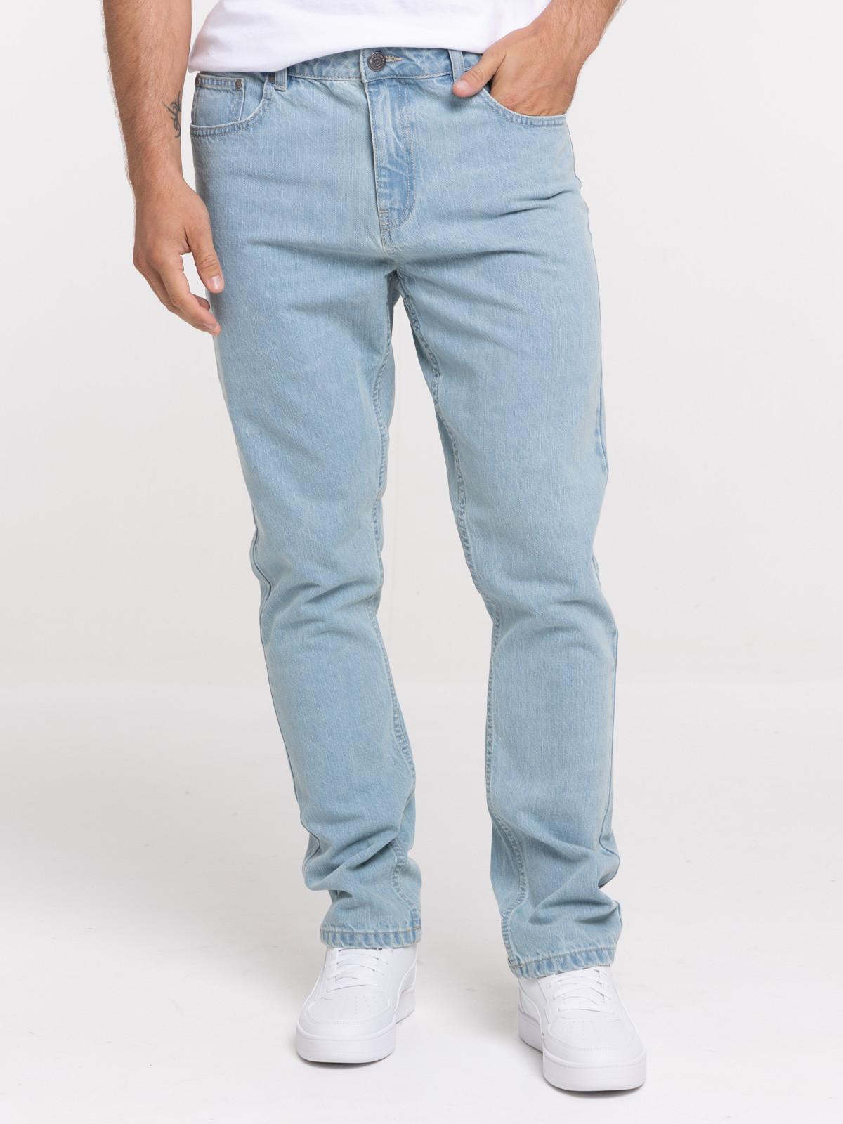 Jean coupe straight bleached homme