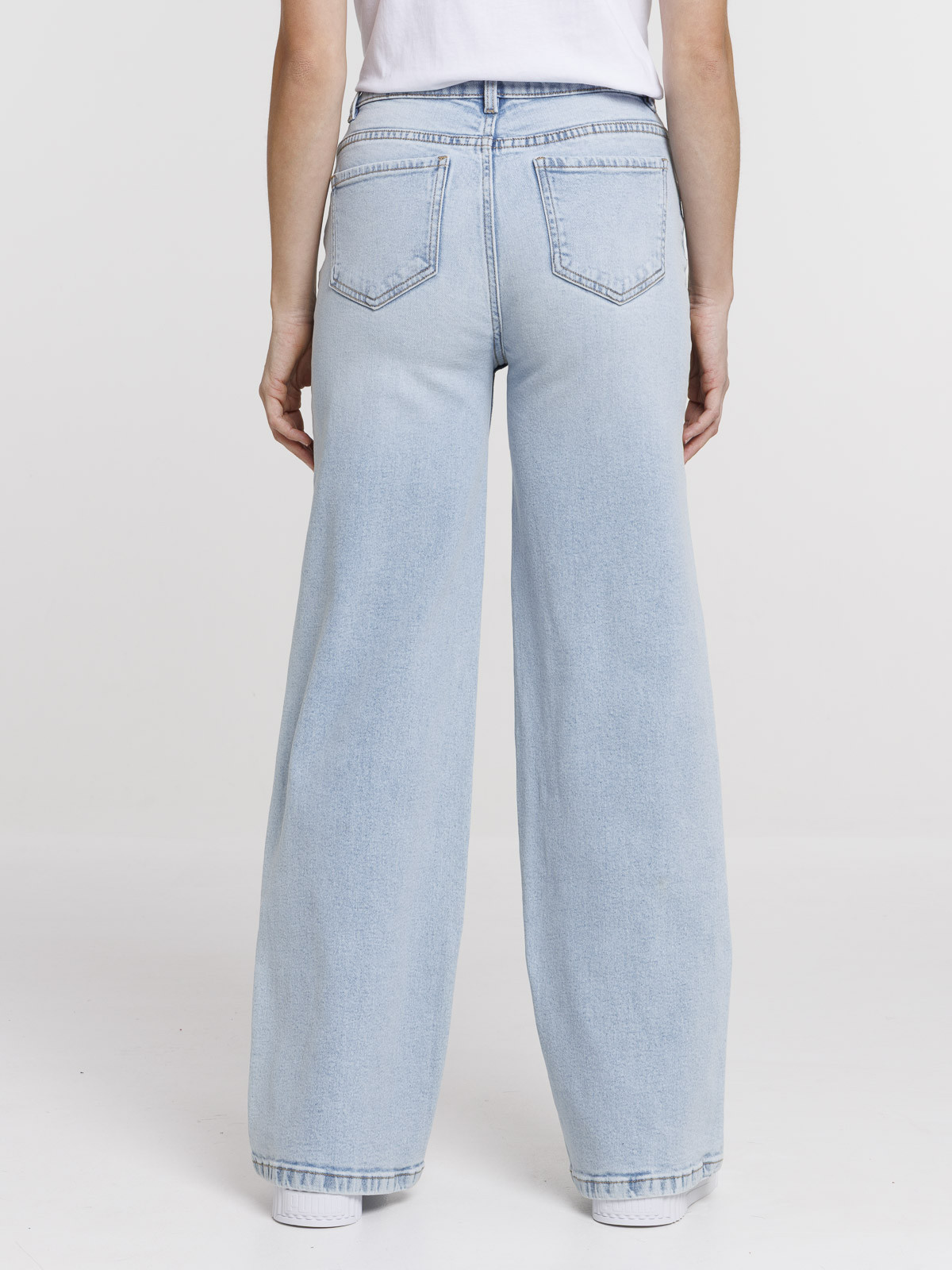Jean wide leg bleached femme