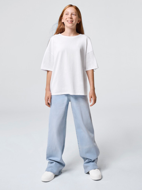 Jean wide leg bleach fille...