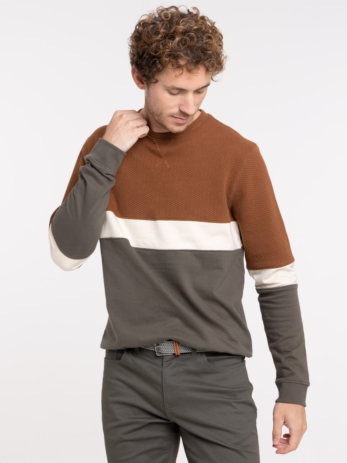 Sweat tricolore col rond homme