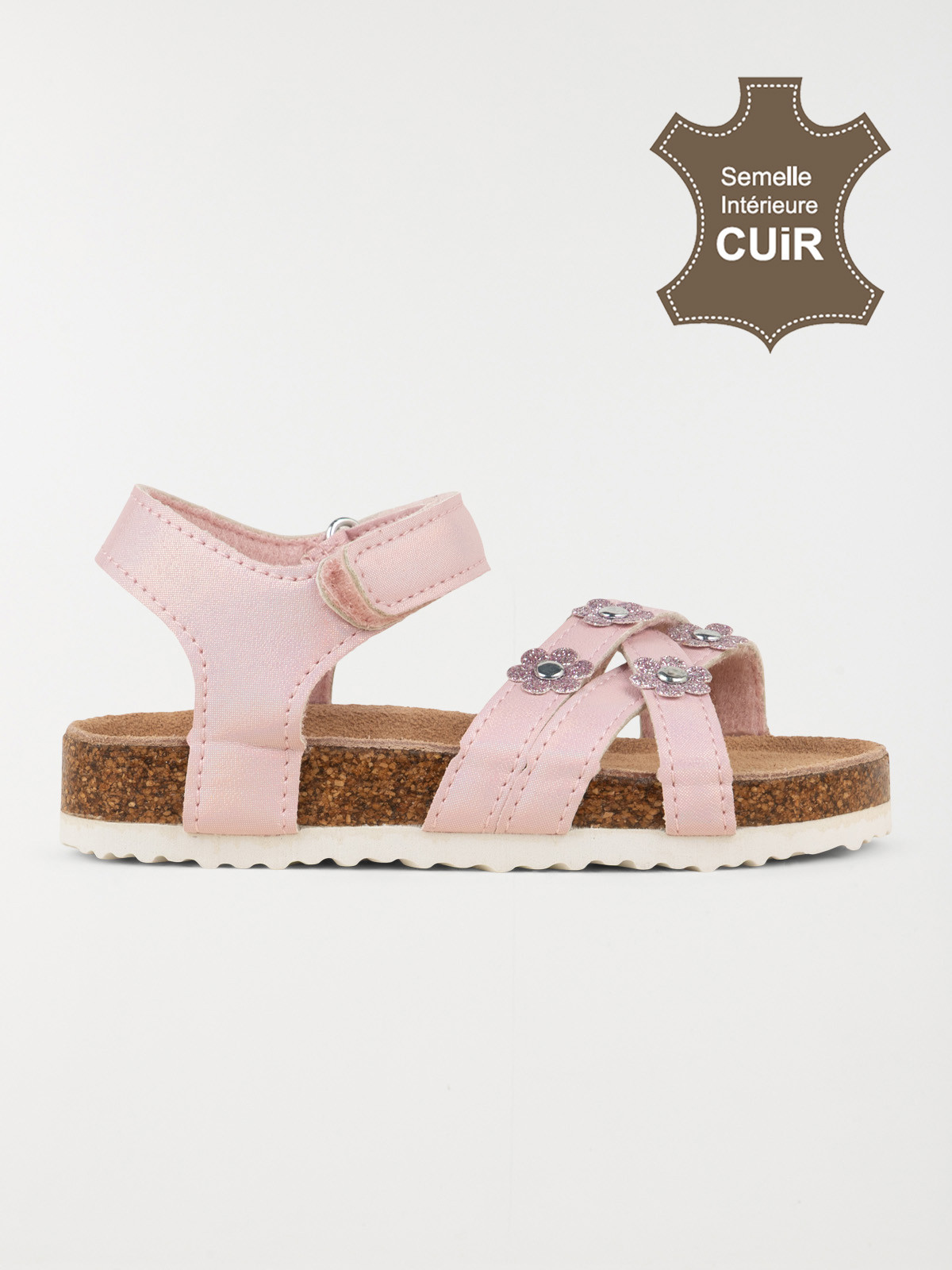 Sandales roses fleurs fille (24-30)