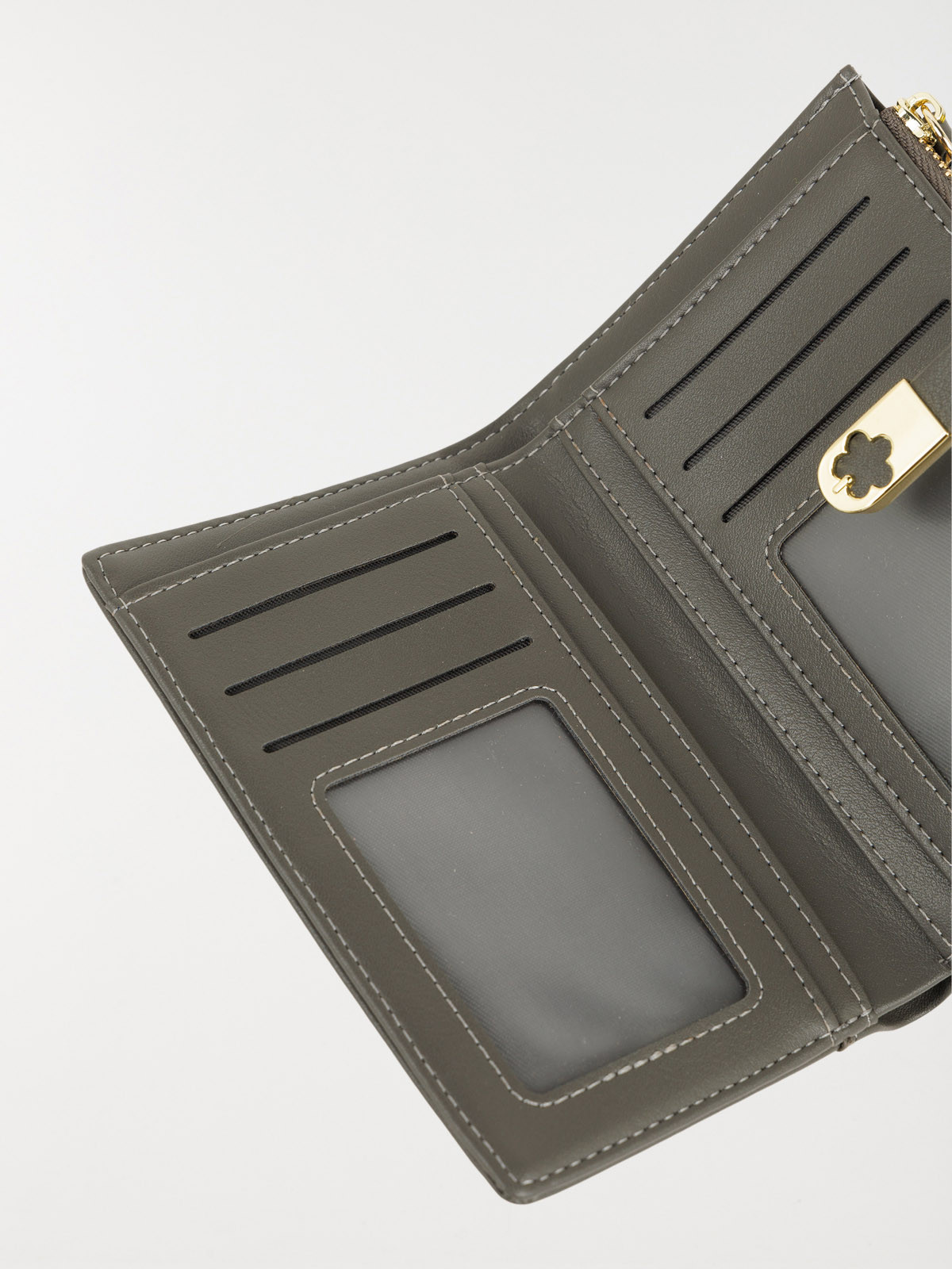 Portefeuille uni fleur dorée femme