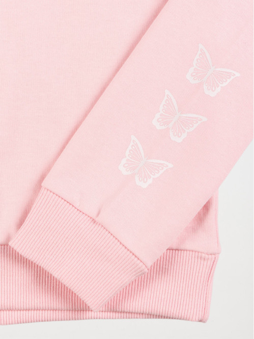 Sweat capuche rose dragée...