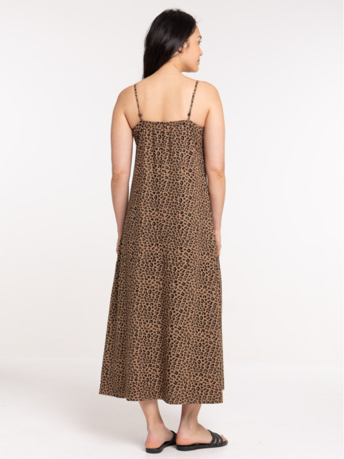 Robe longue satinée léopard...