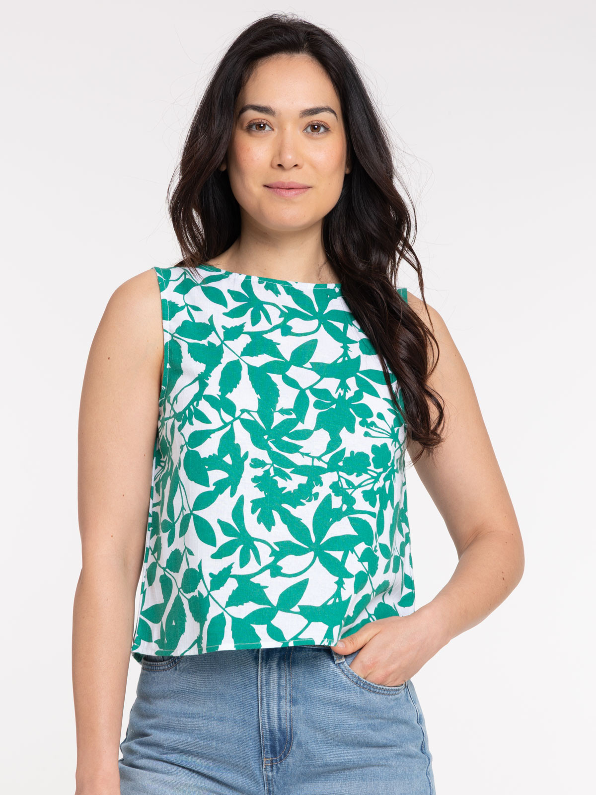 Blouse imprimée sans manches femme