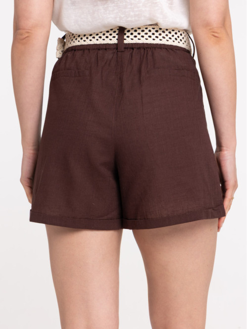 Short ceinturé femme