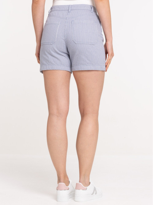 Short rayé ceinturé femme