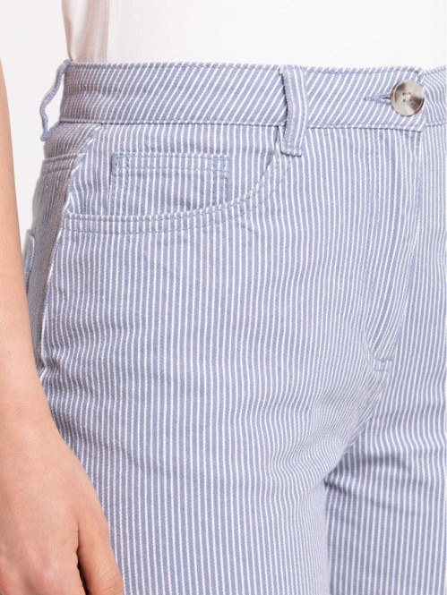 Short rayé ceinturé femme