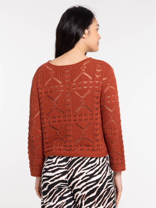Pull maille ajourée femme