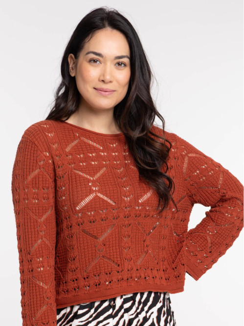 Pull maille ajourée femme