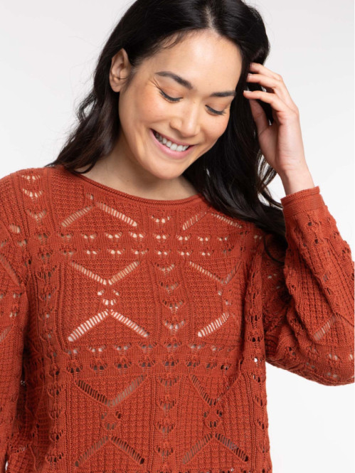 Pull maille ajourée femme