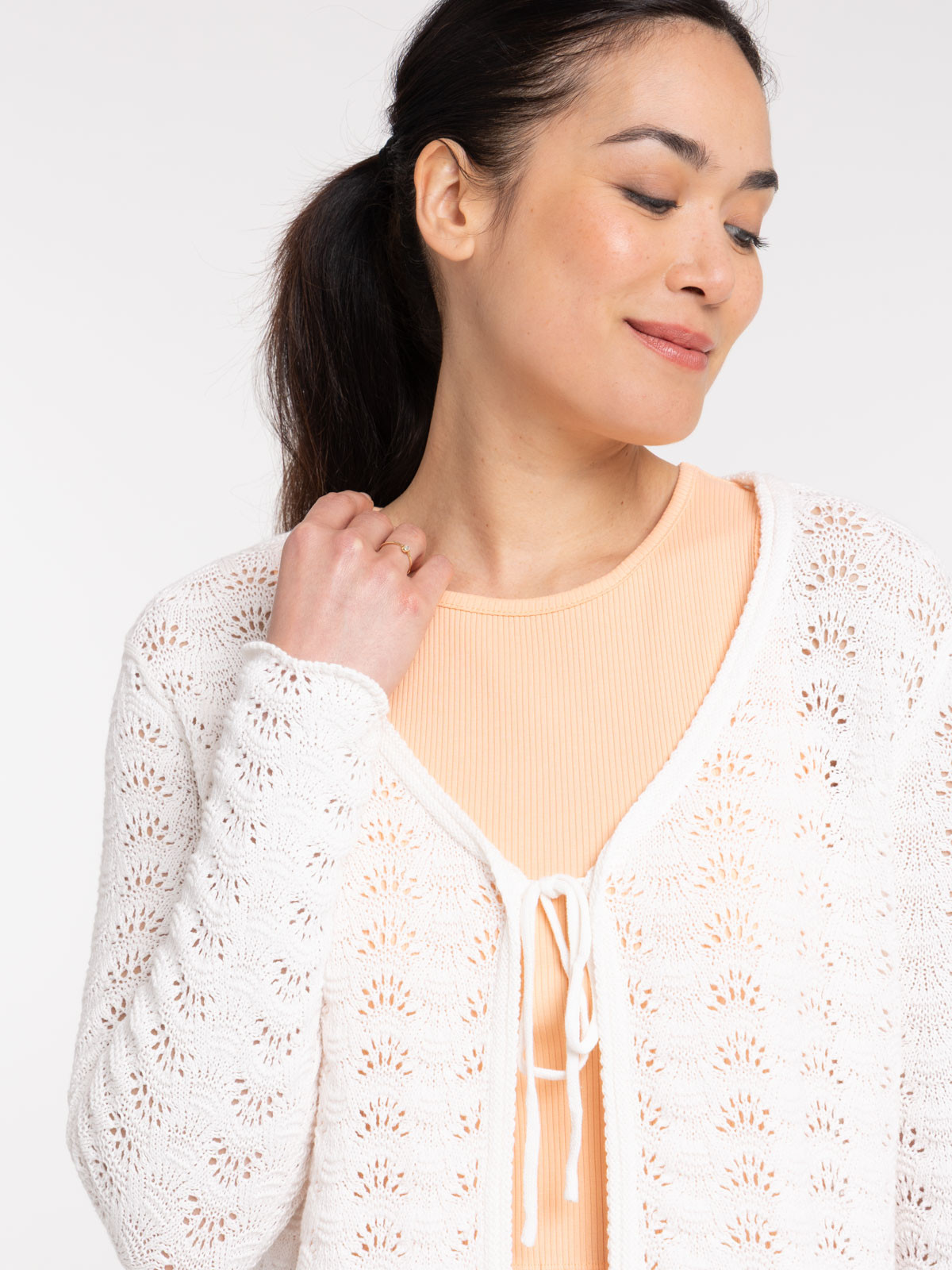 Gilet écru à nouer femme